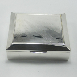 Art Deco Style Silver Plated Box with an Engine Turned Sunburst Pattern