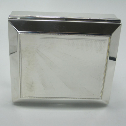 Art Deco Style Silver Plated Box with an Engine Turned Sunburst Pattern