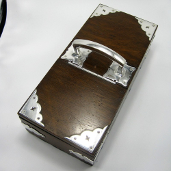 Oak and Silver Plated Cedar Lined Box with Two Hinged Lids