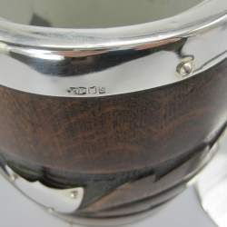 Edwardian Silver Plate and Carved Oak Barrel with Carved Band of Foliage