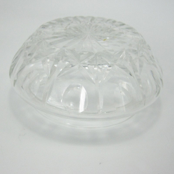 Silver Top Dressing Table Jar with Engine Turned Patterned Lid and Cut Glass Base