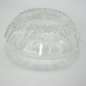 Silver Top Dressing Table Jar with Engine Turned Patterned Lid and Cut Glass Base