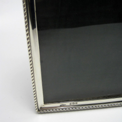 Antique Silver Photo or Picture Frame with Rope Style Border and Ribbon and Bow Motif