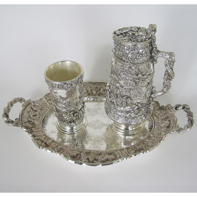 Victorian 3 Piece Silver Plated Electro Formed Beer Drinking Set (c.1880)