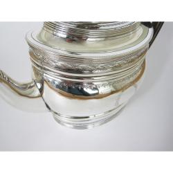 Elegant Georgian Silver Teapot with Wooded Scroll Handle
