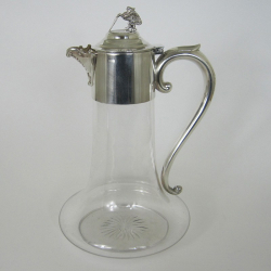 Victorian Silver Plated Claret Jug with a Mythical Winged Dragon on the Hinged Lid