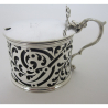 Early Victorian Silver Mustard Pot with Bristol Blue Liner