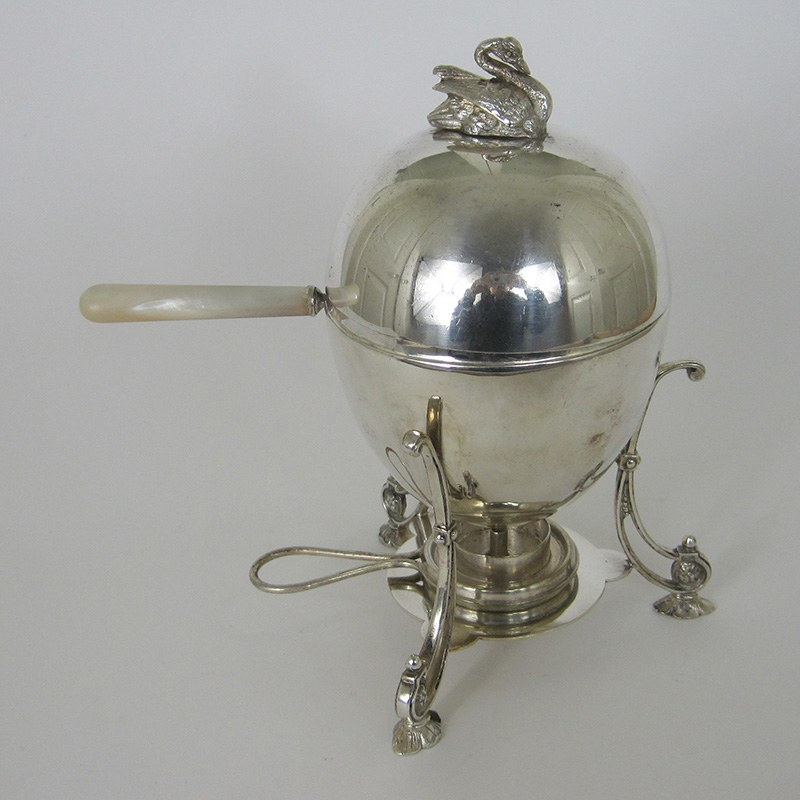 Late Victorian Egg Coddler or Boiler with Pull Off Domed Lid and Swan Finial