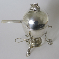 Late Victorian Egg Coddler or Boiler with Pull Off Domed Lid and Swan Finial