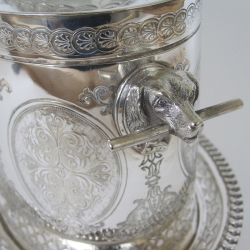 Victorian Silver Plated Biscuit or Trinket Box with Cast Dogs Head Handles