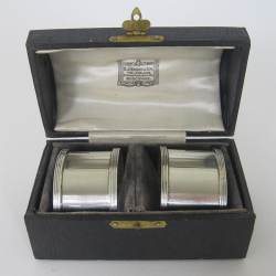 Pair of Boxed D Shaped Silver Napkin Rings (1927)