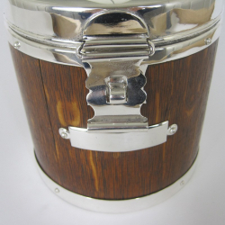 Victorian John Grinsell and Son Oak and Silver Plate Canister Shaped Barrel