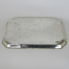 Edwardian Rectangular Silver Tray with Cut Corners and Decorative Border