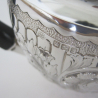 Late Victorian Bachelor Silver Teapot Embossed with Fluting Flowers and Scrolls
