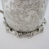 Victorian Drum Shaped Silver Mustard Pot with Bristol Blue Glass Liner