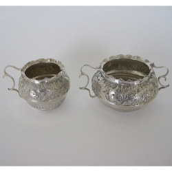 Pair of Victorian Silver Bachelor Size Sugar and Cream (1895)