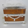 Late Victorian Rectangular Oak and Silver Plated Double Tea Caddy