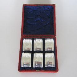 Boxed Set of Six Aesthetic Movement Silver Plated Napkin Rings