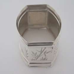 Boxed Set of Six Aesthetic Movement Silver Plated Napkin Rings