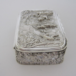 Edwardian Silver Jewellery or Trinket Box Depicting Classical Figures and Horse Riding
