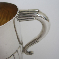 Edwardian Goldsmiths & Silversmith Silver Childs Mug with Gilt Lined Half Fluted Body