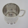 Victorian Cylindrical Silver Christening Mug with Looped Handle