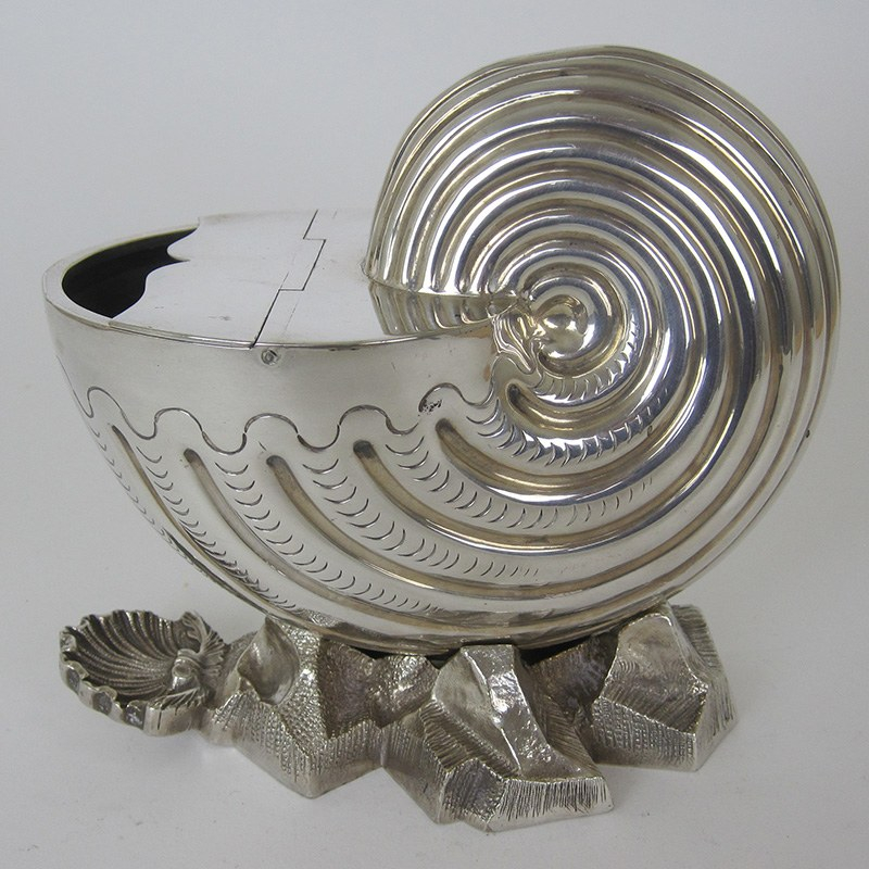 Victorian William Hutton and Son Silver Plated Nautilus Shell Spoon Warmer