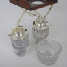 Victorian Oak and Silver Plate Novelty Butler Style Tray 3 Bottle Cruet Stand