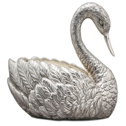 Cast Silver Plated Swan Shaped Planter