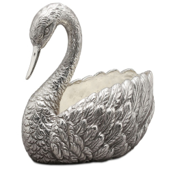 Cast Silver Plated Swan Planter