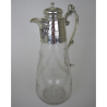 Victorian Engraved Glass and Silver Plate Claret Jug with Swan Motif