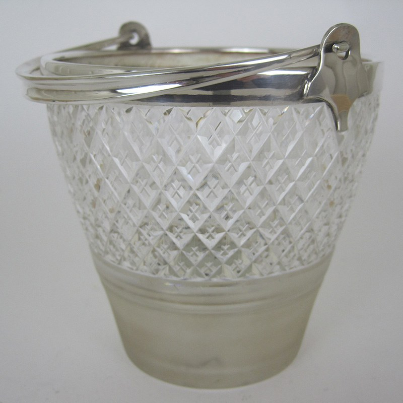 Late Victorian Cut Glass and Silver Plate Ice Pail (c.1890)