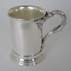 Victorian Cast Silver Plated Childs Mug with Engraved Empty Floral Cartouche