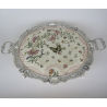 Continental Edwardian China and Silver Plated Round Tray (c.1900)