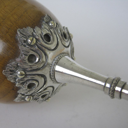 Unusual Large Victorian Silver Plate and Oak Goblet