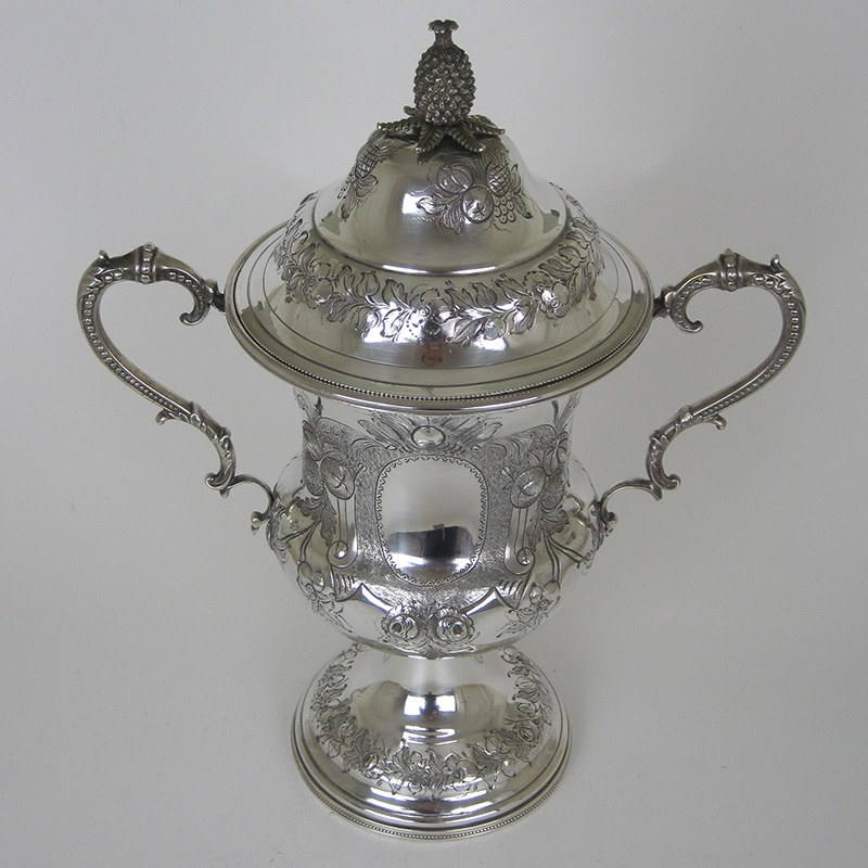Decorative Victorian Silver Plated Campagna Shaped Lidded Trophy Cup