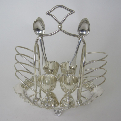 Victorian Silver Plated Toast Rack and Egg Cruet (c.1895)