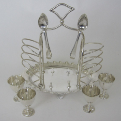 Victorian Silver Plated Toast Rack and Egg Cruet