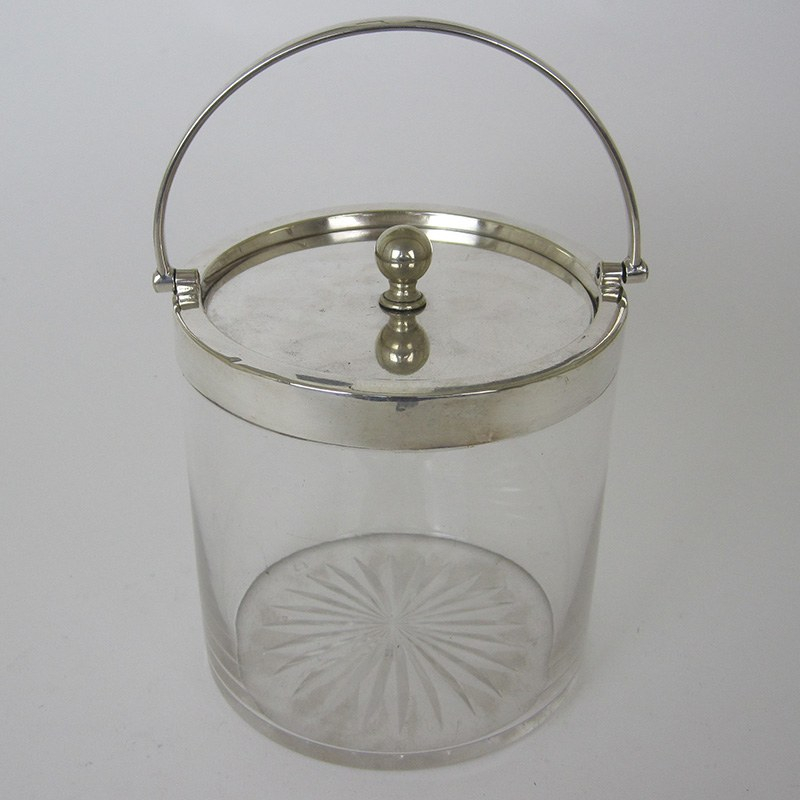 Hardy Brothers Clear Glass and Silver Plate Barrel or Ice Pail (c.1900)