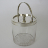 Hardy Brothers Clear Glass and Silver Plate Barrel or Ice Pail