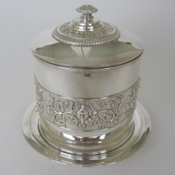Victorian Silver Plated Biscuit or Trinket Box with Grape and Vine Decoration