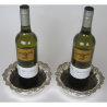 Pair of Old Sheffield Plate Wine Coasters with Shaped and Scroll Pattern Mount