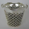 Victorian Silver Plated Flower Pot with an Embossed Lattice Style Body