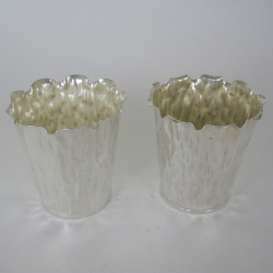 Pair of Rustic Style Victorian Hukin & Heath Silver Plated Flower Pots