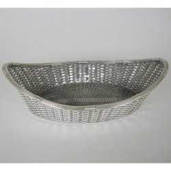 Decorative Silver Plated Bread or Fruit Basket with Weaved Body (c.1920)