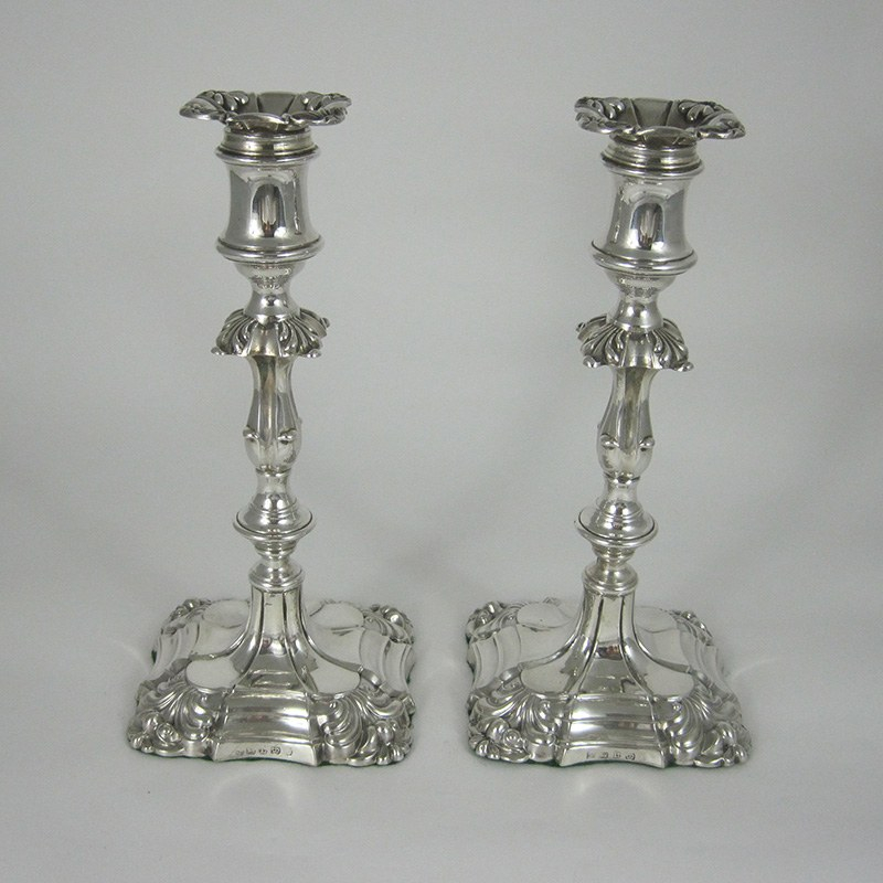 Pair of Victorian Silver Candlesticks in a George III Style (1854)