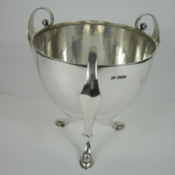 Large Art Nouveau Style Silver Three Handle Loving Cup or Wine Cooler