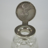 Silver and Cut Glass Inkstand with Two Commemorative Silver Coins