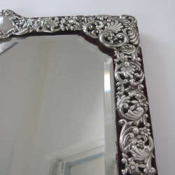 Large Decorative Late Victorian Silver Dressing Table Mirror