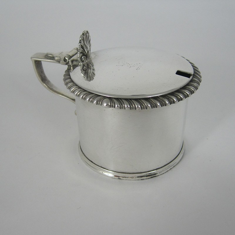 Early Victorian Silver Mustard Pot with Bristol Blue Liner (1846)